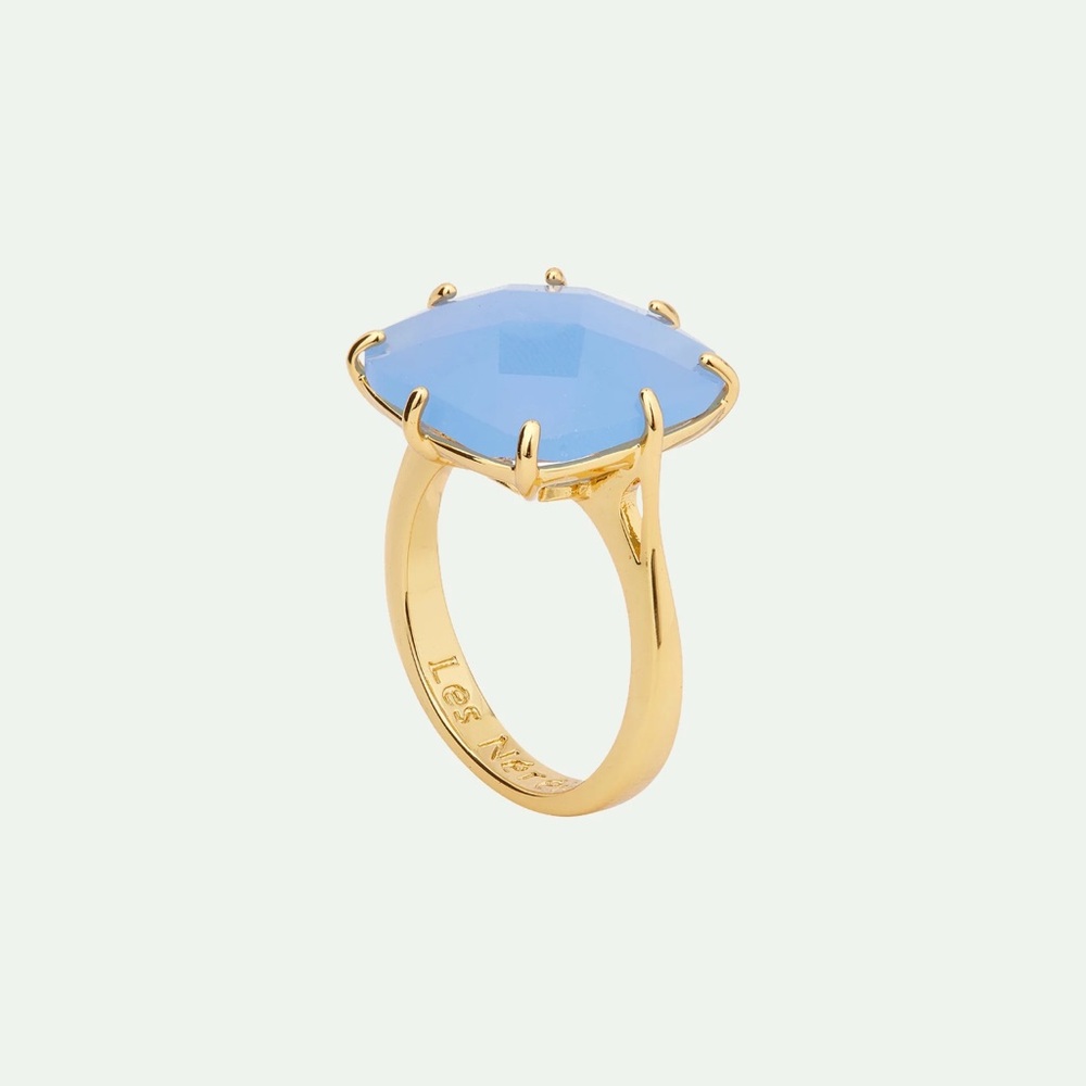 🇫🇷 Les Nereides Sky blue Diamantine square solitaire ring